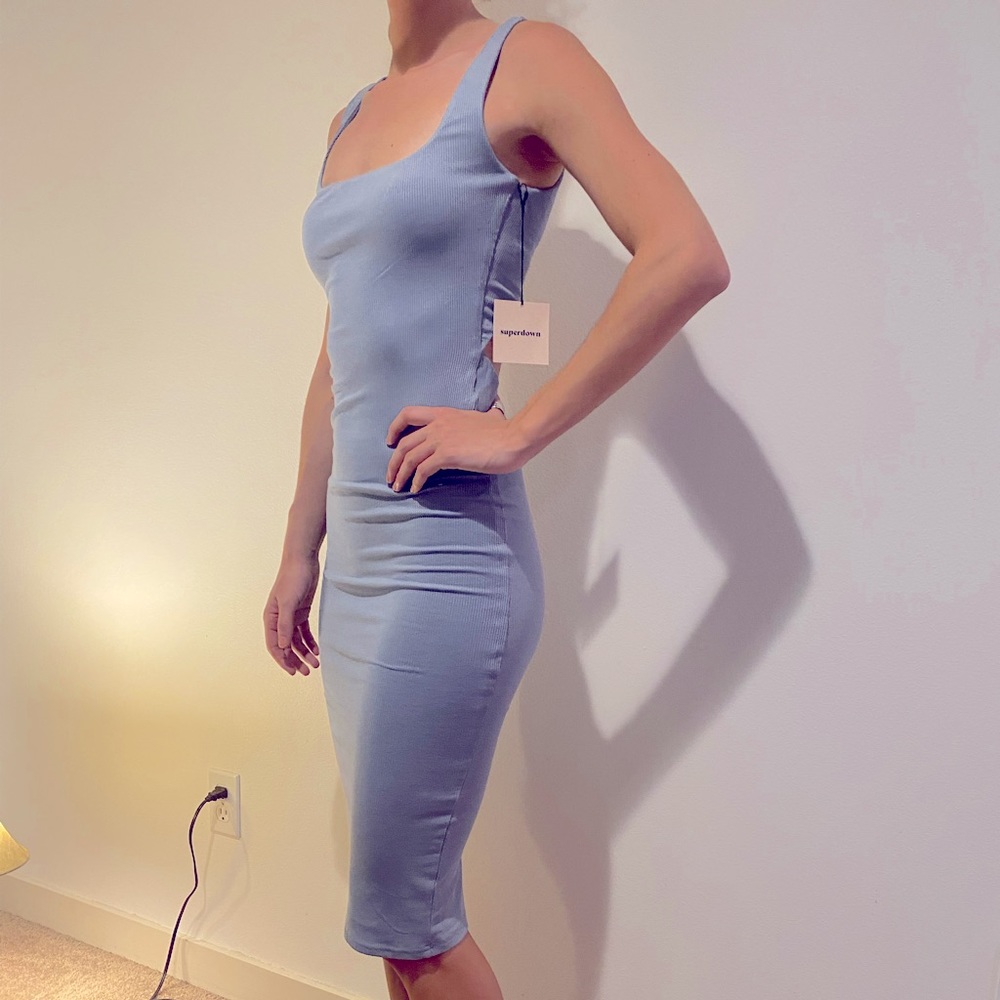 Superdown bodycon blue midi dress